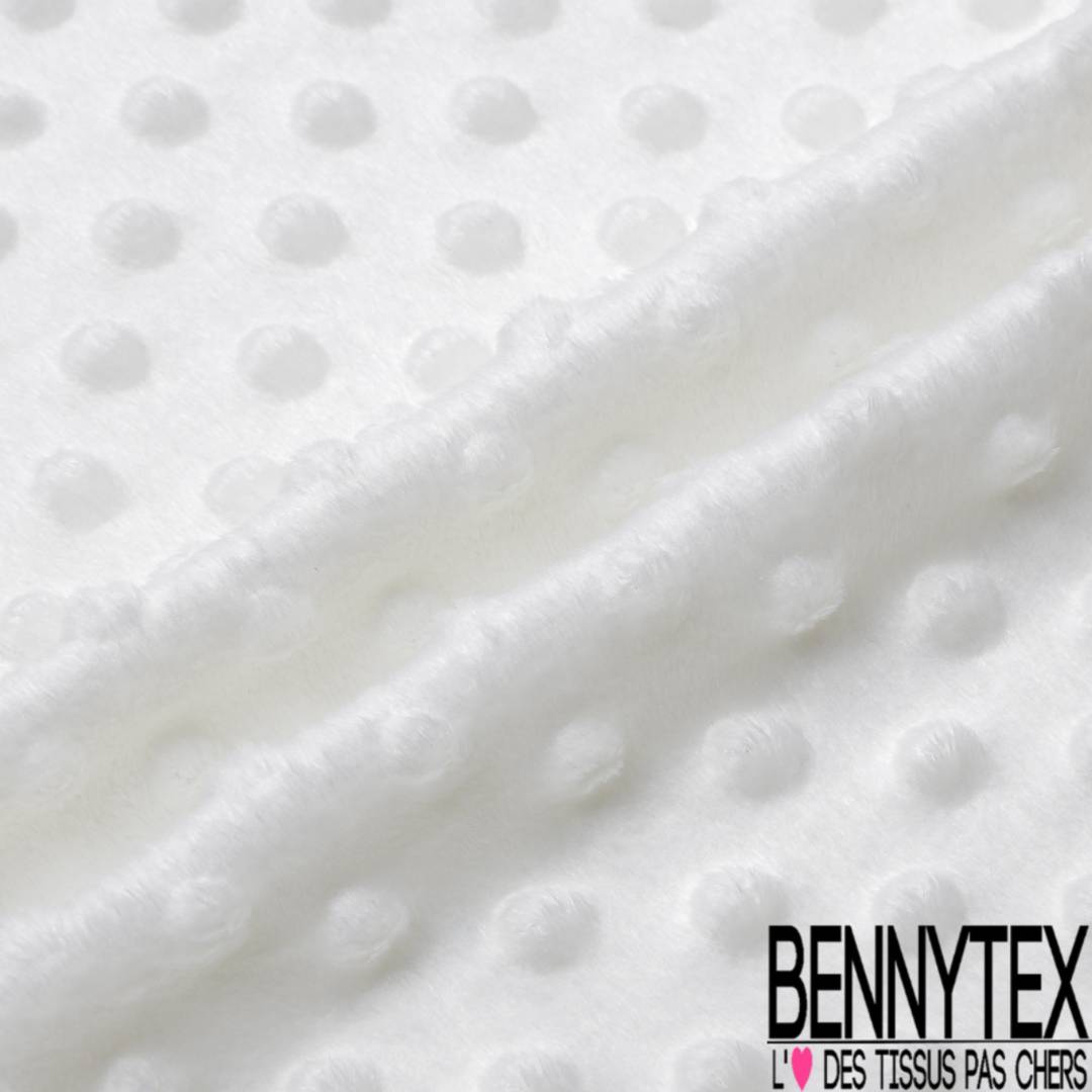 Minky Pois effet Gaufré Uni Blanc Cassé  Bennytex vente de tissus pas cher  au mètre