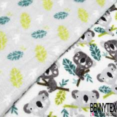 Peluche Imprimé Double Face Motif Renard Forêt fond Perle