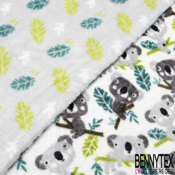 Peluche Imprimé Double Face Motif Renard Forêt fond Perle