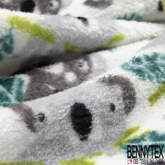 Peluche Imprimé Double Face Motif Renard Forêt fond Perle