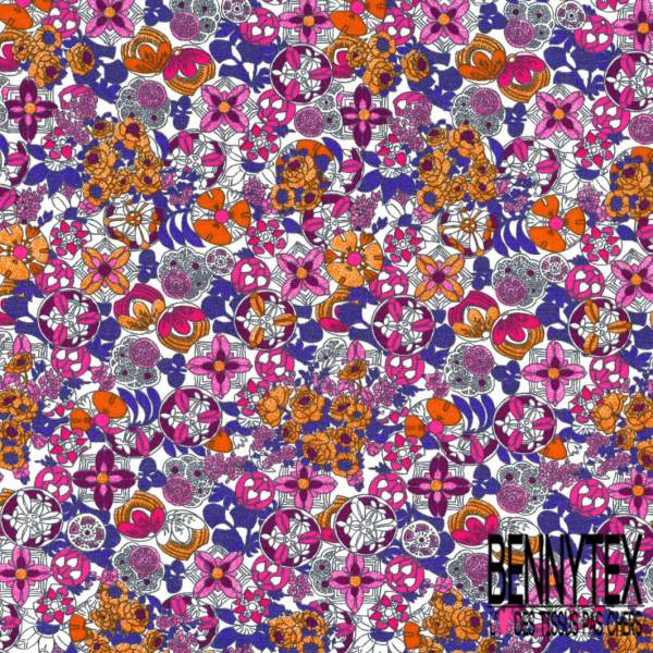 Coton imprimé Motif Seventies ton Rose Coton imprimé Motif Seventies ton Rose