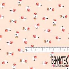 Coton imprimé Motif Petit Cuicui Rigolo fond Rose