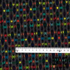 Coton imprimé Digital Thème Motif Abstrait Amérindien Multicolore fond Anthracite
