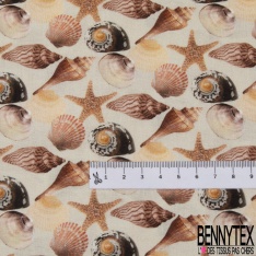 Coton imprimé Digital Thème petite Fleur Vintage en Chainette Multicolore fond Blanc