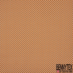 coton imprimé motifs petits triangles gris et pois blancs , Fond orange