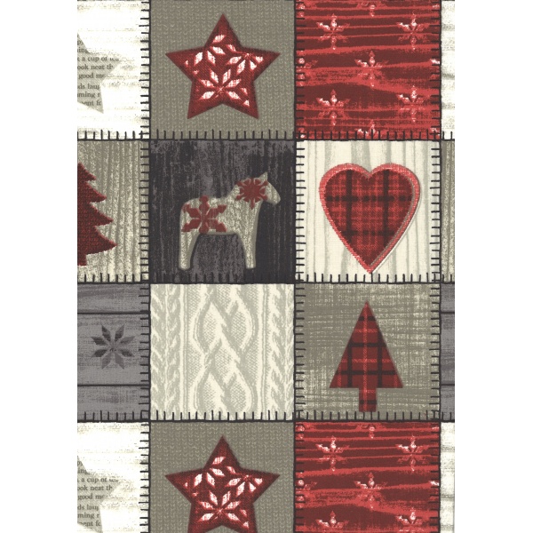 Coton Enduit Impression Patchwork Noel Ton Rouge Coton Enduit Impression Patchwork Noel Ton Rouge