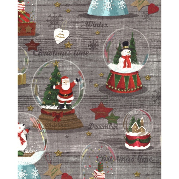 Coton demi natté imprimé digital Motif de Noel Fond Gris