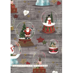 Coton demi natté imprimé digital Motif de Noel Fond Gris