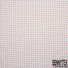 Crétonne 100% coton Impression Motif formes fantaisistes gris orange rouge Fond blanc
