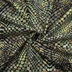 Velours Lisse Imprimé peaux de reptiles ton vert