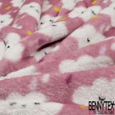 Peluche Imprimé Double Face Motif Nuage et Pluie fond Rose