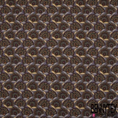Cretonne 100 % Coton Imprimé motif fleur assam multicolore Fond gris violet