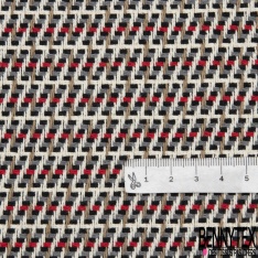 Coton Natté Imprimé ZigZag noir gris anthracite rouge écru et beige