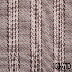 Coton Natté Imprimé Bandes rouge blanc cassé noir et bleu marine
