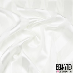 Mousseline de soie Imprimé bande satin de soie 16 mommes ivoire