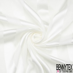 Mousseline de soie Imprimé bande satin de soie 16 mommes ivoire