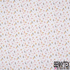 Toile Lorraine 100% coton Impression Motif champignon Fond rose pâle