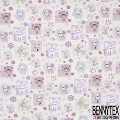 Toile Lorraine 100% coton Impression Motif tableaux chiens Fond sable