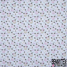 Toile Lorraine 100% coton Impression Motif moutons Fond bleu