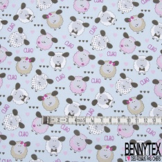 Toile Lorraine 100% coton Impression Motif moutons Fond bleu