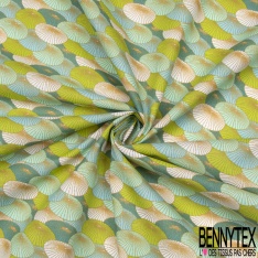 Toile Lorraine 100% coton Impression Motif parasol ton bleu et vert