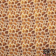 Coton Double Gaze Imprimé Digital Tâche de Girafe fond Blanc