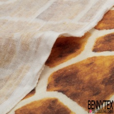 Coton Double Gaze Imprimé Digital Tâche de Girafe fond Blanc