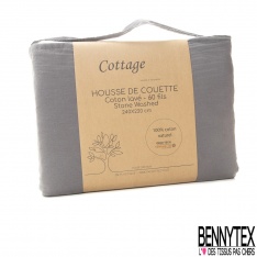 Housse de Couette Coton Naturel Lavé 2 Places Cerise