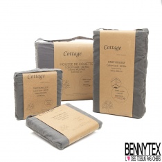 Taie d'Oreiller Coton Naturel Lavé Anthracite Qualité Premium