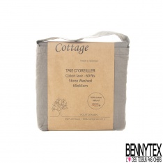 Taie d'Oreiller Coton Naturel Lavé Taupe Qualité Premium