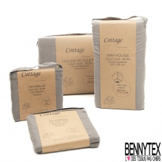 Taie d'Oreiller Coton Naturel Lavé Taupe Qualité Premium
