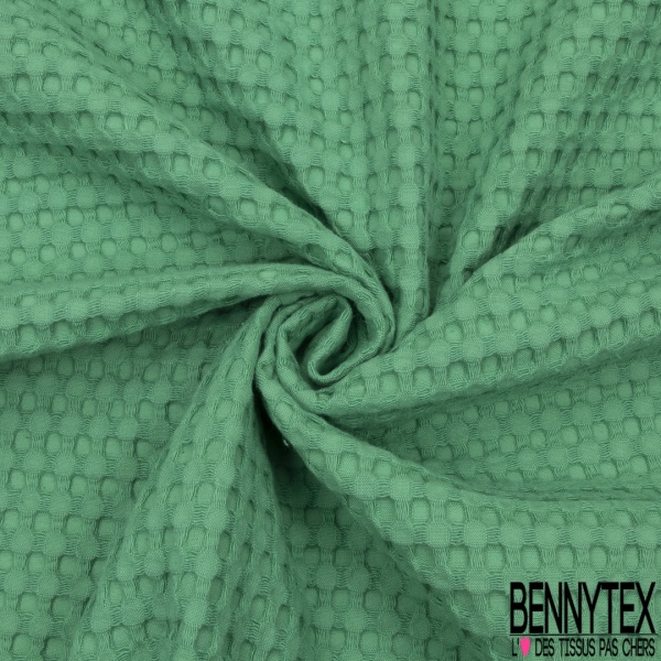 Coton Nid d'Abeille Piqué Bubble Gaufré XL Menthe