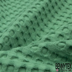 Coton Nid d'Abeille Piqué Bubble Gaufré XL Menthe