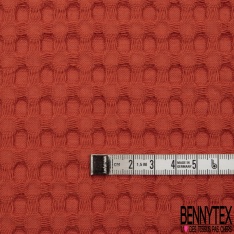 Coton Nid d'Abeille Piqué Bubble Gaufré XL Orange Sanguine