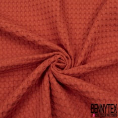 Coton Nid d'Abeille Piqué Bubble Gaufré XL Orange Sanguine