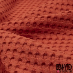 Coton Nid d'Abeille Piqué Bubble Gaufré XL Orange Sanguine