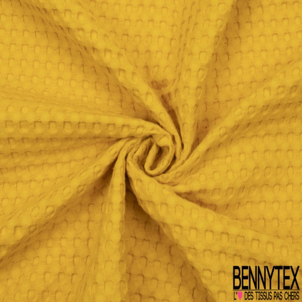 Coton Nid d'Abeille Piqué Bubble Gaufré XL Moutarde