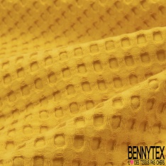 Coton Nid d'Abeille Piqué Bubble Gaufré XL Moutarde