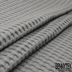 Coton Nid d'Abeille Piqué Bubble Gaufré XL Gris Souris