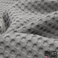 Coton Nid d'Abeille Piqué Bubble Gaufré XL Gris Souris