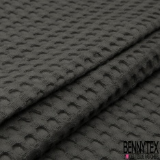 Coton Nid d'Abeille Piqué Bubble Gaufré XL Gris Anthracite