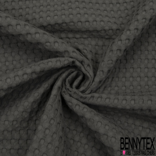 Coton Nid d'Abeille Piqué Bubble Gaufré XL Gris Anthracite