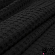 Coton Nid d'Abeille Piqué Bubble Gaufré XL Noir