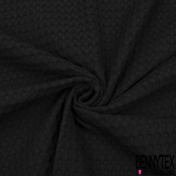 Coton Nid d'Abeille Piqué Bubble Gaufré XL Noir
