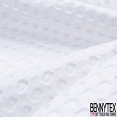 Coton Nid d'Abeille Piqué Bubble Gaufré XL Blanc Optique