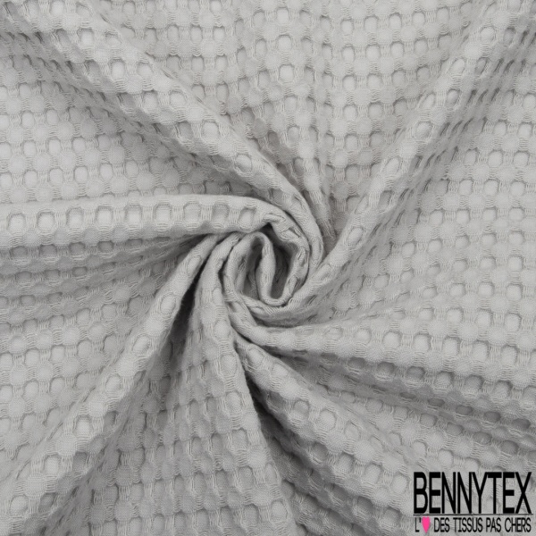 Coton Nid d'Abeille Piqué Bubble Gaufré XL Gris Perle