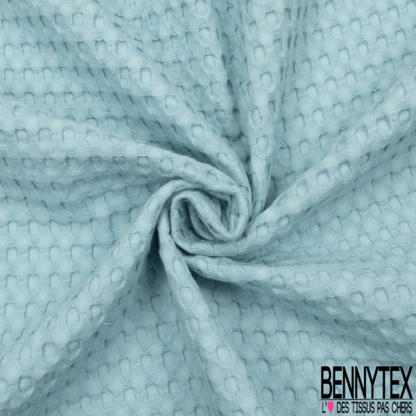 Coton Nid d'Abeille Piqué Bubble Gaufré XL Bleu Layette
