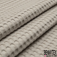 Coton Nid d'Abeille Piqué Bubble Gaufré XL Mastic