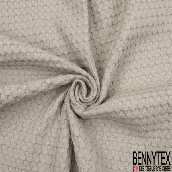 Coton Nid d'Abeille Piqué Bubble Gaufré XL Mastic