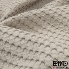 Coton Nid d'Abeille Piqué Bubble Gaufré XL Mastic